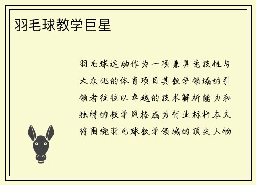 羽毛球教学巨星